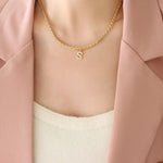 Zircon Letter Pendant Necklace for Women – Brass Design Jewelry