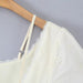 Women's Lace Bubble Sleeve A-Line Mini Dress – Beige Cotton