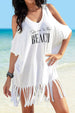 Printed Off-Shoulder Bikini Cover-Up Jacket With Short Skirt And Sunscreen Protection