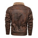 Men's Thick Warm Fleece Leather Jacket Casual Military Biker Leather Jacket