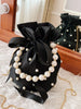 Solid Color Pearl Detail Bucket Bag – Elegant Daily Shoulder Purse