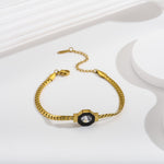 Stylish Titanium Steel Zircon Geometry Bracelet Necklace Set For Modern Women