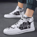 Men’s Black High-Top Trend Sneakers – Casual Sports Shoes