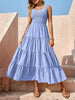 Women's Strap Top A-Line Swing Dress With Pleats And Spliced Detailing