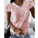 Women's Short Sleeve Lace Shirt Top For Elegant Summer Wear