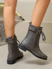 Women's PU Leather Lace-Up Combat Boots for Everyday Streetwear