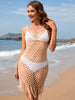 Women's Beachwear Tassel Crochet Cover-Up Top with Spaghetti Straps in Solid Color Design
