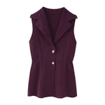 Sleeveless Lapel Knitted Vest Top with Chic Pleats for Women