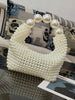 Handwoven Beaded Bag Women's Designer Pearl Handbag