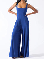 Fashionable Wide-Leg Knitted Jumpsuit With Sexy Suspender Straps