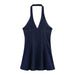 Women’s Backless Halter Denim Short Dress with Suspender Straps