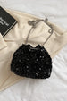 Sparkling Sequin Drawstring Bucket Bag with Metal Chain Strap
