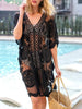 Lace V-Neck Cover-Up with Half Sleeves for Layered Beach Style