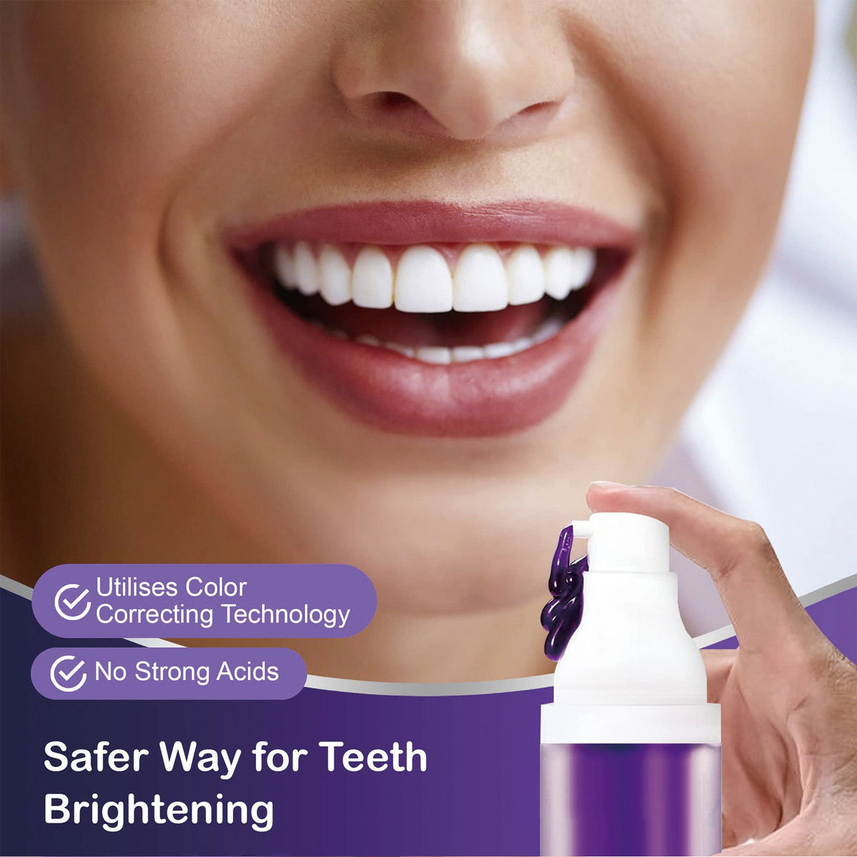 Purple Color Toothpaste Teeth Whitening Reduce Yellowing Tooth Cleaner ...