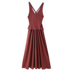 Backless Sleeveless Camisole Dress with Patchwork Design for Trendy Fashion