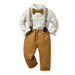 Multi-Color Plaid Long Sleeve Cotton Shirt Suspenders Boys' Suit Kid's Clothes