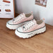 Women’s Lace-Up Canvas Platform Sneakers with Elevated Comfort Sole