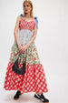 Women's Strapless Backless Camisole Dress with Retro Printed Long Skirt
