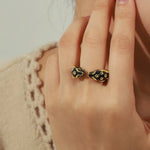 Women's Black Panther Enamel Open Ring – Niche Diamond Glazed Jewelry