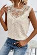 Women's Elegant Lace Detailed Eyelet Tank Top for Summer Outfits and Casual Wear