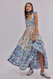 Women's Strapless Backless Camisole Dress with Retro Printed Long Skirt