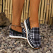 Plaid Round Toe Slip-On Shoes for Women – Casual Comfort Style