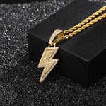 Retro Lightning Pendant Necklace - Zircon Men's Hip Hop Jewelry