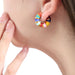 Women's Titanium Steel Enamel Hoop Earrings with Bold Color Accents for Trendy Everyday Wear