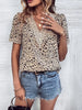 Women’s Casual Solid Color V-Neck Blouse with Lace Accent and Loose Fit