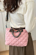 Bubble Textured Handbag with Adjustable Printed Strap – Spacious Structured Shoulder Bag