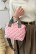 Bubble Textured Handbag with Adjustable Printed Strap – Spacious Structured Shoulder Bag