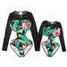 Mother-Daughter Swimwear Long Sleeve Printed One Piece Bikini Swimwear