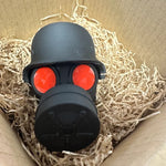 3D Printed Trailer Hitch Cover with Steel Helmet and Gas Mask Design Detail