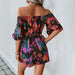 Off-Shoulder Abstract Print Jumpsuit with Bubble Sleeves – Party Ready Style