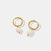 Retro Freshwater Pearl Ring Earrings in 18K Gold Plated Titanium Steel