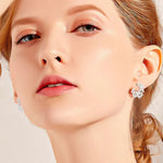Women's Moissanite Lucky Clover Earrings – 925 Sterling Silver Design