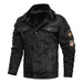 Men's Thick Warm Fleece Leather Jacket Casual Military Biker Leather Jacket