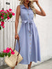 Women's New Style Mid-Length Solid Color Sleeveless Shirt Dress