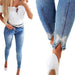 Washed Beaded High-Waist Denim Jeans for Women