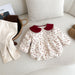 Velvet Newborn Baby Gown with Bow Detail for First Month, One Year, and Hundred Days Celebration