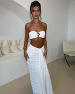 Lace Jacquard Two Piece Swimsuit Set for Vacation and Seaside Leisure Wear