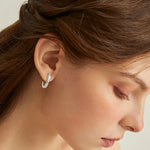 Inlaid Moissanite C-Hoop Earrings in 925 Sterling Silver – Luxury Style