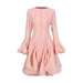 Elegant Ruffled Mid-Length Trumpet Sleeve Dress for Women