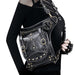 PU  Black Punk Waistpack Retro Casual Shoulder Bag Outdoor Patchwork Waist Bag