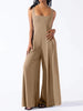 Fashionable Wide-Leg Knitted Jumpsuit With Sexy Suspender Straps