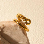 Women’s Stainless Steel Knot Design Bypass Ring – Chic and Durable
