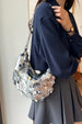 Sequin Chain Crossbody Bag with Metallic Glam Finish