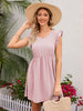 Women’s Swiss Dot Patterned Ruffled V-Neck Summer Casual Dress