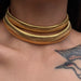 Titanium Steel Gypsy Elastic Choker Gold and Silver Necklace
