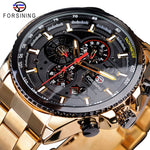 Stylish Forsining Three Dial Stainless Steel Automatic Men’s Mechanical Watch